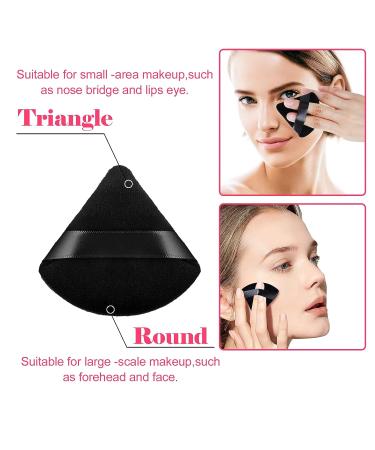 8-Piece Triangle Wedge Soft Velour Powder Puffs Set for Face and Body Makeup - Black - Buy Online on GoSupps.com
