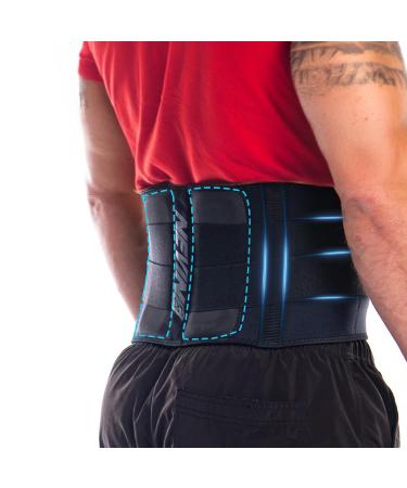 Nevin Sports Medicine Lower Back Brace for Men & Women - Adjustable Breathable Neoprene Lower Back Support Belt - Padded Lumbar Back Braces for Lower Back Pain Relief - Black X-Large (38-46" Waist) Black X-Large