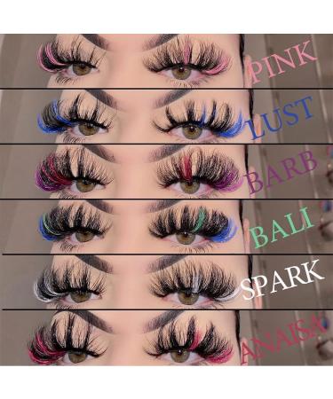 Colored Mink Lashes Fluffy Eye Lashes with Color False Eyelashes Strip Colorful Fluffy Wispy Colored Eyelashes Look Like Extensions 25mm Dramatic Wispy Lashes with Color 5 Mixed 5 Pair (Pack of 1) Colored