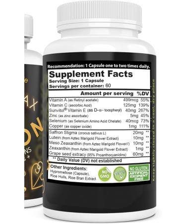 Antioxidant Eye & Immune Support Supplement - Grape Seed Standardized Extract with 95% Proanthocyanidins and Herbs 60 Capsules 60 Count (Pack of 1) - Buy Online on GoSupps.com