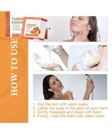 Sadoer All Natural Turmeric Soap Bar - Handmade Turmeric Face & Body Wash (2pcs) - Best for Radiant Skin & Herbal Care - Buy Online on GoSupps.com
