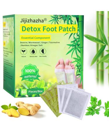60 Pcs Natural Ingredients Detox Foot Patches Organic Bamboo Vinegar Detox Foot Pads Improves Sleep Quality Easy to Use(Extra Socks)