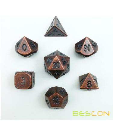 Bescon Antique Copper Metal Polyhedral D&D Dice Set - 7pcs RPG Role Playing Game Dice - Buy Online on GoSupps.com