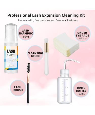 MULAFEE Eyelash Extension Cleanser Kit - Paraben & Sulfate Free Foaming Shampoo for Salon & Home Care with Rinse Bottle and Soft Brush - 60 ML - Buy Online on GoSupps.com