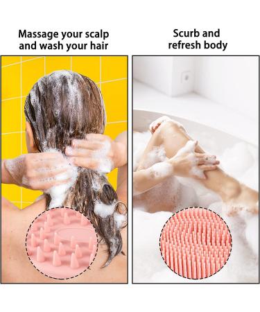 ONLYFU 2PCS Silicone Loofah Body Scrubber Set - Exfoliating and Massaging Hair Scalp Massager - Skin-Friendly - Black and Pink - Buy Online on GoSupps.com