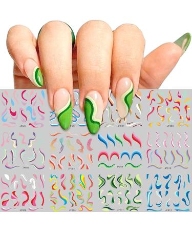36 French Tip Nail Stickers | Self-Adhesive 3D Nail Art Supplies for Women | Abstract Design Nail Decals and Stamp - Buy Online on GoSupps.com