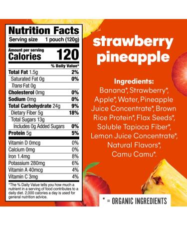 Noka Superfood Smoothie Pouches (Strawberry Pineapple) 4-Pack with Plant Protein, Prebiotic Fiber & Flax Seed - Organic, Gluten Free, Vegan - Healthy Fruit Squeeze Snack (4.22oz Each) - Buy Online on GoSupps.com