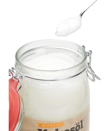 Buy Bio4fit Organic Coconut Oil - 1kg Native Cold-Pressed Pure Coconut Fat in Glass - Premium Quality for Cooking Baking Hair & Skin - Buy Online on GoSupps.com