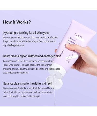 TIA M TIAM Snail & Azulene Low pH Gel Facial Cleanser | Anti-Acne Treatment for Sensitive Skin | 6.76 Fl. Oz - Buy Online on GoSupps.com