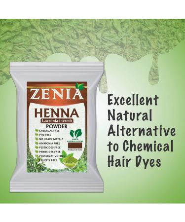Zenia 100% Pure Henna Powder 100g | Orange-Red Hair Color from Rajasthan | Triple Sifted, No Chemicals - Buy Now! - Buy Online on GoSupps.com