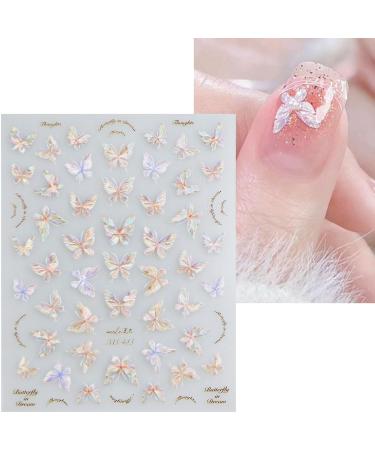 JMEOWIO 3D Embossed Aurora Butterfly Nail Art Stickers Decals Self-Adhesive 5D Nail Supplies Nail Art Design Decoration Accessories 1 Sheets - Buy Online on GoSupps.com