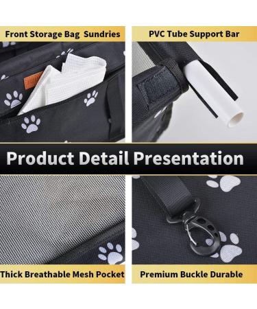 SWIHELP Pet Car Booster Seat Travel Carrier Cage - Oxford Breathable Folding Soft Washable Bag for Dogs Cats - Paw Pattern Design - Buy Online on GoSupps.com
