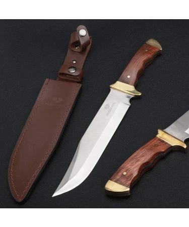 Mossy Oak 14-Inch Bowie Knife with Wood Handle and Leather Sheath - Buy Online on GoSupps.com