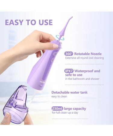 Sejoy Water Flosser - Rechargeable Cordless Teeth Cleaning Tool with 5 Modes, 8 Jet Tips - IPX7 Waterproof, Portable & Travel-Friendly (Purple) - Buy Online on GoSupps.com