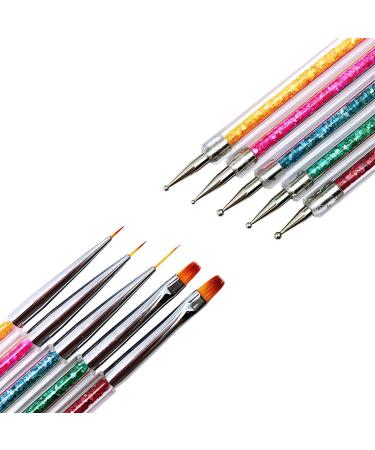 Waldd 5-Piece Nail Art Brush Set - Double Ended Dotting Tools with Multi-Colored Nail Brushes for Manicure Care - Buy Online on GoSupps.com