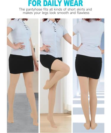 AMZAM Sheer Compression Pantyhose for Women - 15-20 mmHg Graduated Support Stockings Closed Toe Comfortable Relief for Swelling & Improved Circulation - Beige M - Buy Online on GoSupps.com