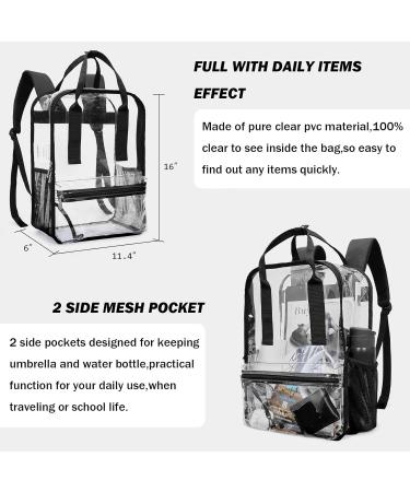 Mommore Heavy Duty Clear Backpack | Durable See Through Bookbag for School Work | Large, Black - Buy Online on GoSupps.com