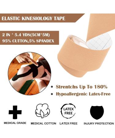 Scientific Cotton Rayon Fiber Kinesiology Tape - 16x2" Latex-Free Athletic Tape for Muscle Pain Relief & Performance Boost (Nude - Buy Online on GoSupps.com