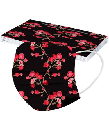 10PC Disposable Face_Masks Flower Print 3 Ply Breathable Face_Cover Flower Women Fashion Face Covering Protections Multicolor-1 As shown - Buy Online on GoSupps.com