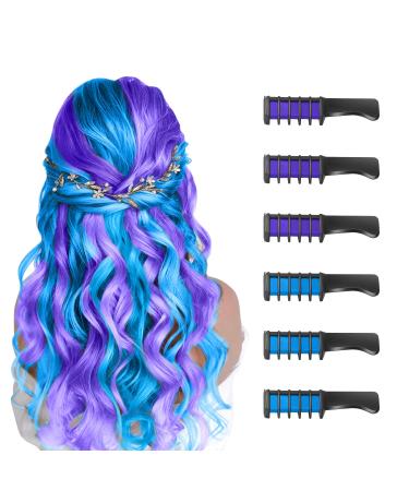 Hair Chalk for Kids Girls MSDADA Temporary Bright Hair Color Dye for Kids Gifts for Girls Age 6 7 8-12+Colour Hairspray for Birthday Children's Day Halloween Christmas Party Cosplay DIY(Blue&Purple) Purple&Blue