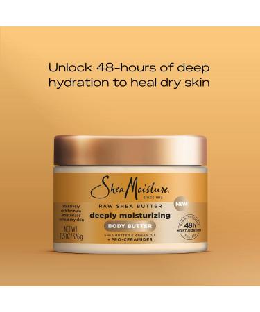SheaMoisture Deeply Moisturizing Body Butter - Raw Shea Butter & Argan Oil 48H Hydration for Dry Skin 11.5 oz - Buy Online on GoSupps.com
