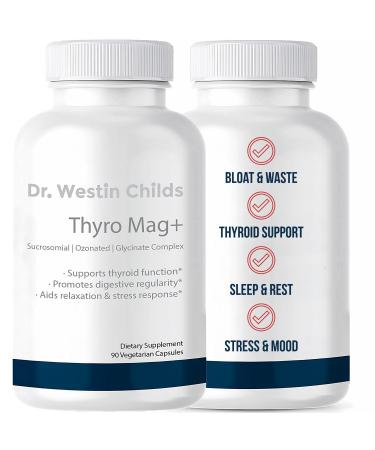Thyro Mag+ Triple Magnesium Complex Magnesium Glycinate Sucrosomial & Mag O7 (Ozone) Thyroid & Adrenal Support Sleep Mood Energy 90 Capsules by Dr. Westin Childs