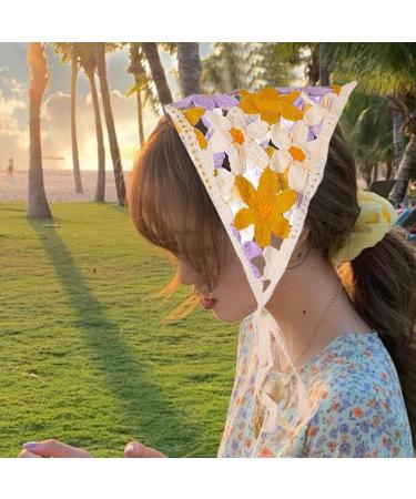 Knit Headbands For Women | Floral Crochet Head Scarf Bandanas Headbands - Bandana Headband Tie Knitted Headscarf Hair Bandanas For Women Girls Head Kerchief B One Size - Buy Online on GoSupps.com