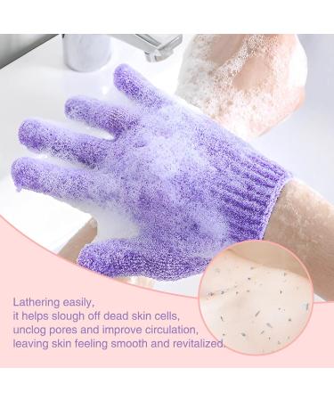 9 Pack Exfoliating Shower Bath Gloves and Back Scrubber Set - 3 Pairs Bath Gloves, 3 Exfoliating Body Scrubber - Nylon Washer, Stretchable Design for Women, Men, Children - Pink, Purple, Green - Buy Online on GoSupps.com