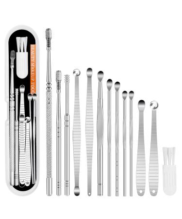 Ear Wax Removal Kit Stainless Steel Ear Pick Earwax Removal kit for Thorough Earwax Remover(13pcs)