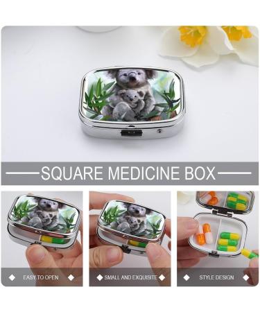 Koala Painting Small Pill Box - Metal Organizer with Lock | Portable Mini Medicine Box for Daily Vitamins | Travel-Friendly Storage for Purse & Pocket - Buy Online on GoSupps.com