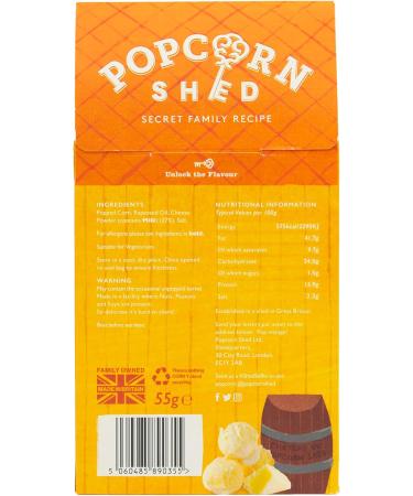 Popcorn Shed Say Cheese! Gourmet Popcorn 60g Gift Box - Gluten Free, Vegetarian, Sugar Free Movie Night Snack - Yellow Cheese Flavor - 55g (Pack of 1) - Buy Online on GoSupps.com