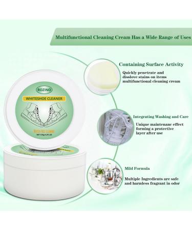 Kinwodon White Shoe Cleaning Cream White Trainer Cleaner with Sponge All Purpose Shoe Whitener for Trainers Sneaker Stain Removal Cream Paste for Shoes Clothes Sofa Cleaning - Buy Online on GoSupps.com