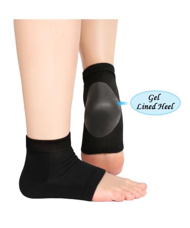 Soft Gel Heel Socks for Dry Hard Cracked Skin - Moisturizing Day/Night Care - 3 Pairs (Black) | Ventilated Open Toe Design - Buy Online on GoSupps.com