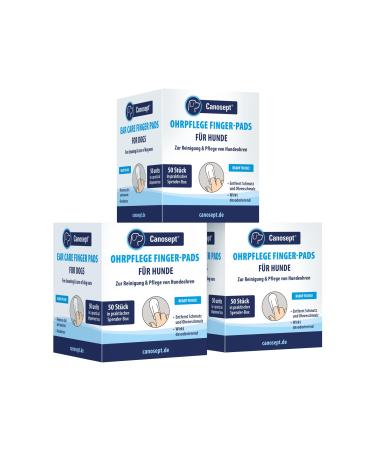 Canosept ear care finger pads for dogs 3 x 50 pieces - ear cleaner for dogs - care & hygiene - dogs ear cleaner - practical ear cleaner dog - with ear inflammation dog ear care pads (150 pieces))