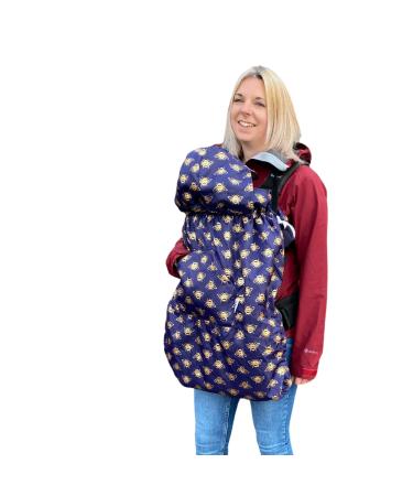 BundleBean - Babywearing Fleece Lined Cover - Waterproof Cover for All Weathers - Sling Cover Fits All Size Slings & Carriers (Gold Bees)