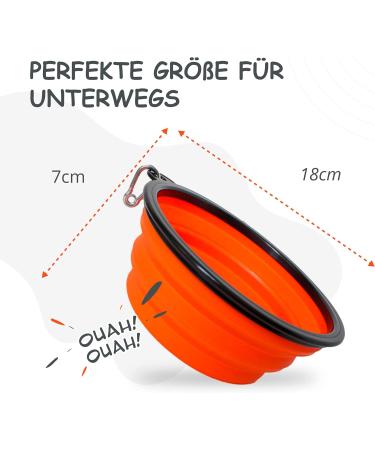 Petsation Foldable Dog Bowl - 2 x 350 ml Portable Travel Food & Water Bowl for Dogs - Ideal for Everyday Use (Orange) - Buy Online on GoSupps.com