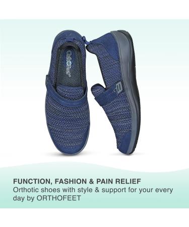 Orthofeet Quincy 8 Blue Plantar Fasciitis Women's Shoes - Heel Pain Relief, Arch Support, Ergonomic Sole, Wide Widths - Buy Online on GoSupps.com