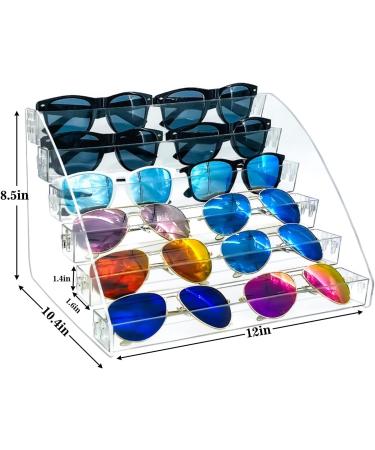 MineSign Sunglasses Organizer - Clear Eyeglasses Display Case for Tabletop | 6 Layer Sticker Display Tray | Glasses Holder Stand - Buy Online on GoSupps.com