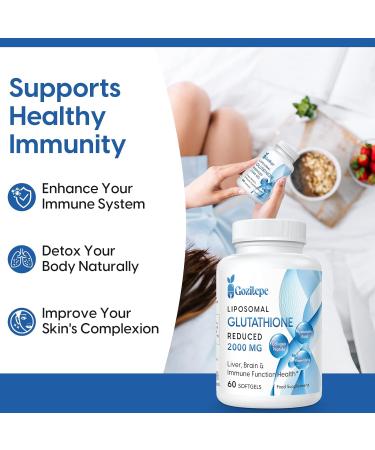 Gozitepe Liposomal Glutathione 2000mg with Hyaluronic Acid, Collagen Peptide & Resveratrol - Powerful Antioxidant Supplement for Enhanced Absorption - 60 Count - Buy Online on GoSupps.com