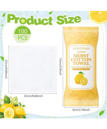 Shop Moist Cotton Towels - Individually Wrapped Disposable Wipes | 100 Pcs | Lemon Chamomile Mint & Lavender Scented Hot/Cold Cleansing Towels - Buy Online on GoSupps.com