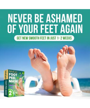 VeraCare Lavender Foot Peel Mask - 2 Pairs - Exfoliating & Moisturizing Treatment for Cracked Heels, Dead Skin & Calluses - Baby Soft Feet Results - Buy Online on GoSupps.com