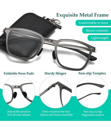 Folding Photochromic Progressive Reading Glasses for Men - Blue Light Blocking & Compact Design with Soft Case | 2.0x Magnification - Buy Online on GoSupps.com