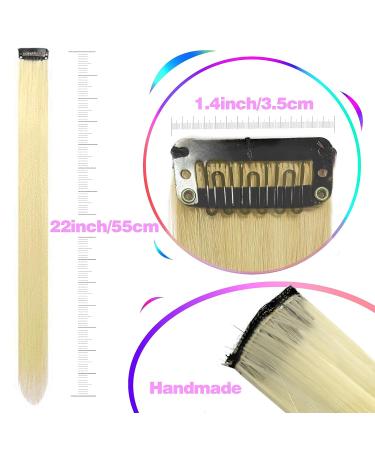 12 PCS Blonde Clip in Hair Extensions for Kids - 22 inch Straight Synthetic Highlights for Girls - Buy Online on GoSupps.com