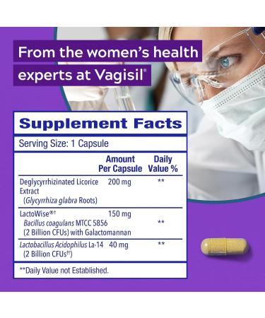 Vagisil Yeast Defense Supplements - Balance Yeast & Good Bacteria Probiotics for Healthy Vaginal Microbiome 30 Clean Ingredients Capsules - Buy Online on GoSupps.com