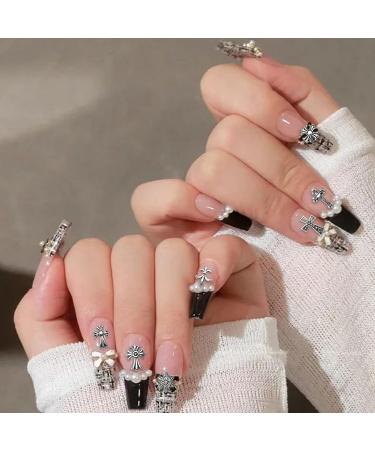 3D Silver Cross Nail Charms - Retro Punk Heart Designs for Nail Art - Nail Decoration Supplies - Buy Online on GoSupps.com