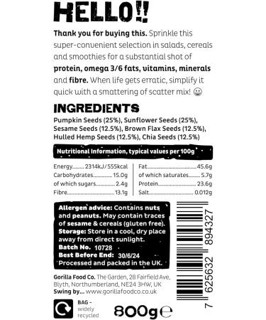 Gorilla Food Co. Substantial Seed Scatter Mix (Six Omega Seeds Mix) - 800g - Buy Online on GoSupps.com