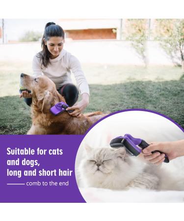 TIMINGILA Self-Cleaning Slicker Brush for Pets - Grooming Tool for Dogs, Cats, and More - Purple - Buy Online on GoSupps.com