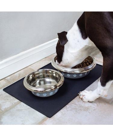 ZMVA Silicone Pet Bowl Mat Spill-Proof Pet Feeding Mats Anti-Slip Food Mat Dog Cat Placemat (19 * 12INCH BLACK) 19*12INCH BLACK