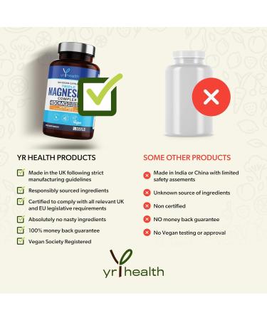 Vegan Magnesium Supplements with Zinc | 180 Capsules Triple Magnesium Complex | Vitamin D, B6 & Copper | Vegan Society Registered | Made in The UK - Buy Online on GoSupps.com