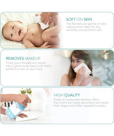 Navaris Bamboo Washcloths (Pack of 6) - 10x10 inch Baby and Adult Washcloth Set - Face and Body Towels for Makeup Removal - Light Blue, White, Gray, Black - Buy Online on GoSupps.com